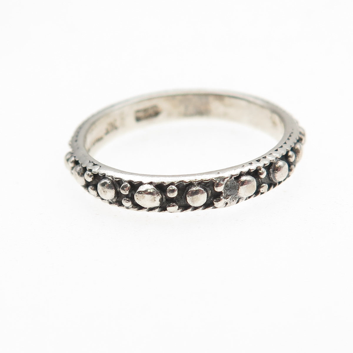 925 Sterling Silver Vintage Dotted Oxidized Band Ring Size 7.75