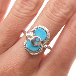 Effie Calavaza Zuni Old Pawn Sterling Silver Vintage Turquoise Ring Size 10.25