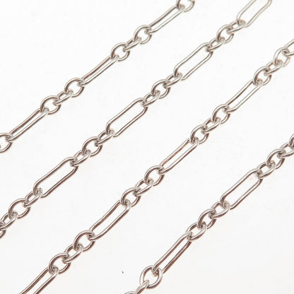 925 Sterling Silver Vintage Paperclip Figaro Chain Necklace 20"