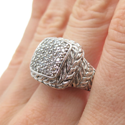 925 Sterling Silver Round-Cut C Z Sparkle Ring Size 9.25