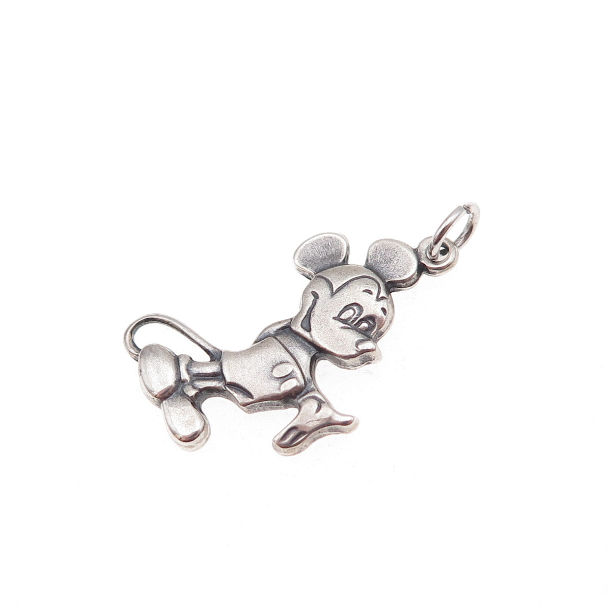 Disney 925 Sterling Silver Vintage Mickey Mouse Oxidized Charm Pendant