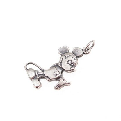 Disney 925 Sterling Silver Vintage Mickey Mouse Oxidized Charm Pendant