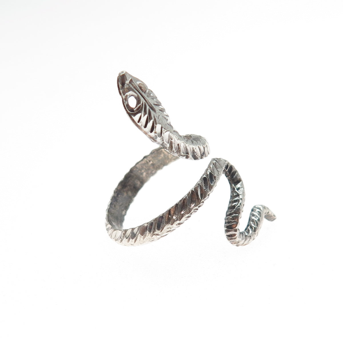 925 Sterling Silver Vintage Snake Oxidized Adjustable Ring Size 8
