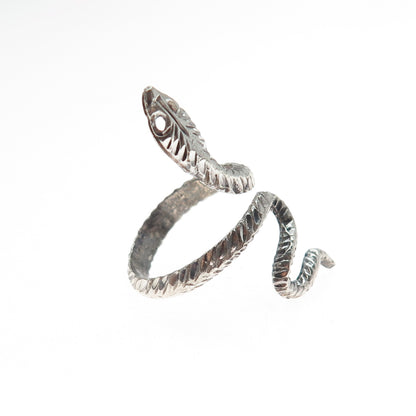 925 Sterling Silver Vintage Snake Oxidized Adjustable Ring Size 8