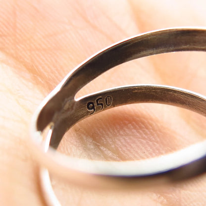 950 Silver Vintage Modernist Wide Ring Size 7.75