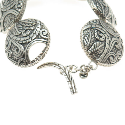 SILPADA 925 Sterling Silver Vintage Ancient Scroll Panel Link Bracelet 7.5"