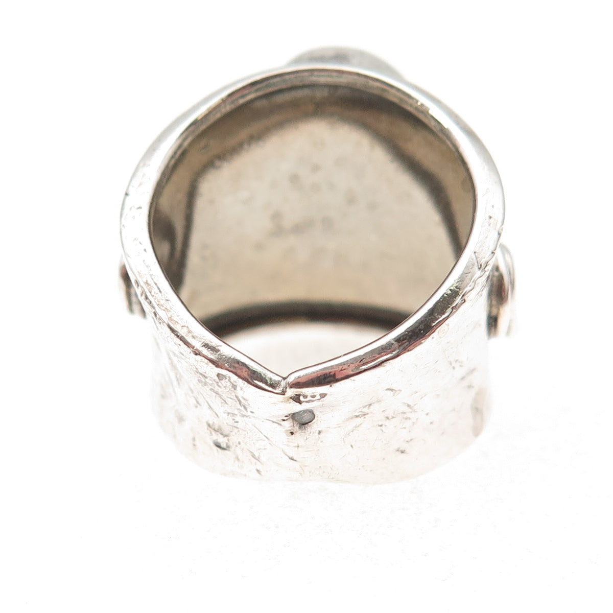925 Sterling Silver Vintage Poland Real Amber Modernist Oxidized Ring Size 8