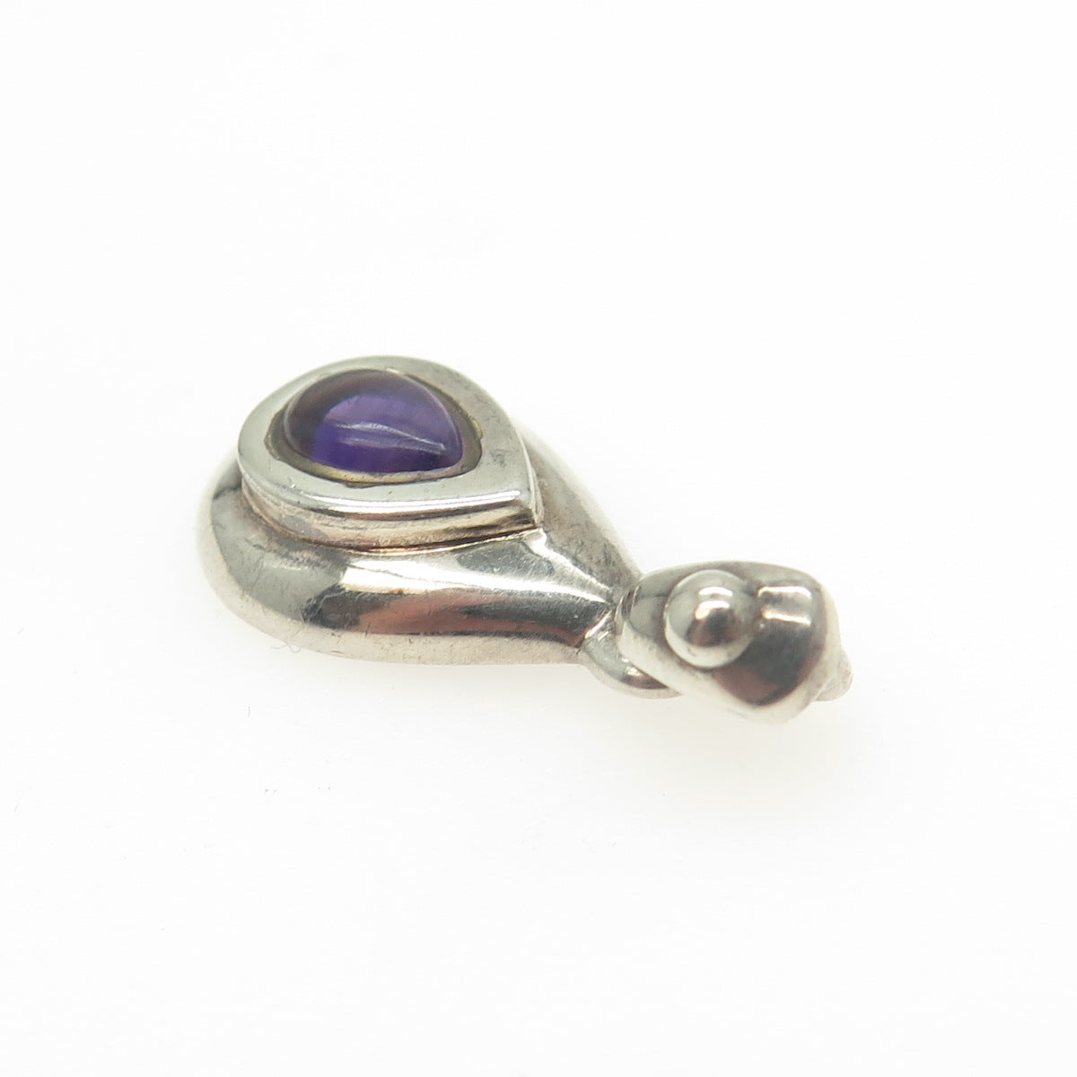 925 Sterling Silver Vintage Real Amethyst Teardrop Pendant