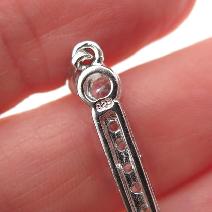 925 Sterling Silver Real Swiss Blue Topaz & C Z Heart Charm Pendant