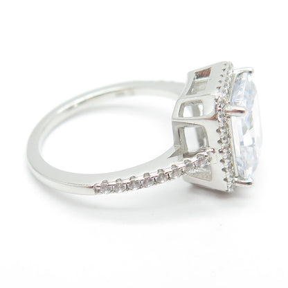 925 Sterling Silver Radiant & Round-Cut Shaped C Z Ring Size 7.25