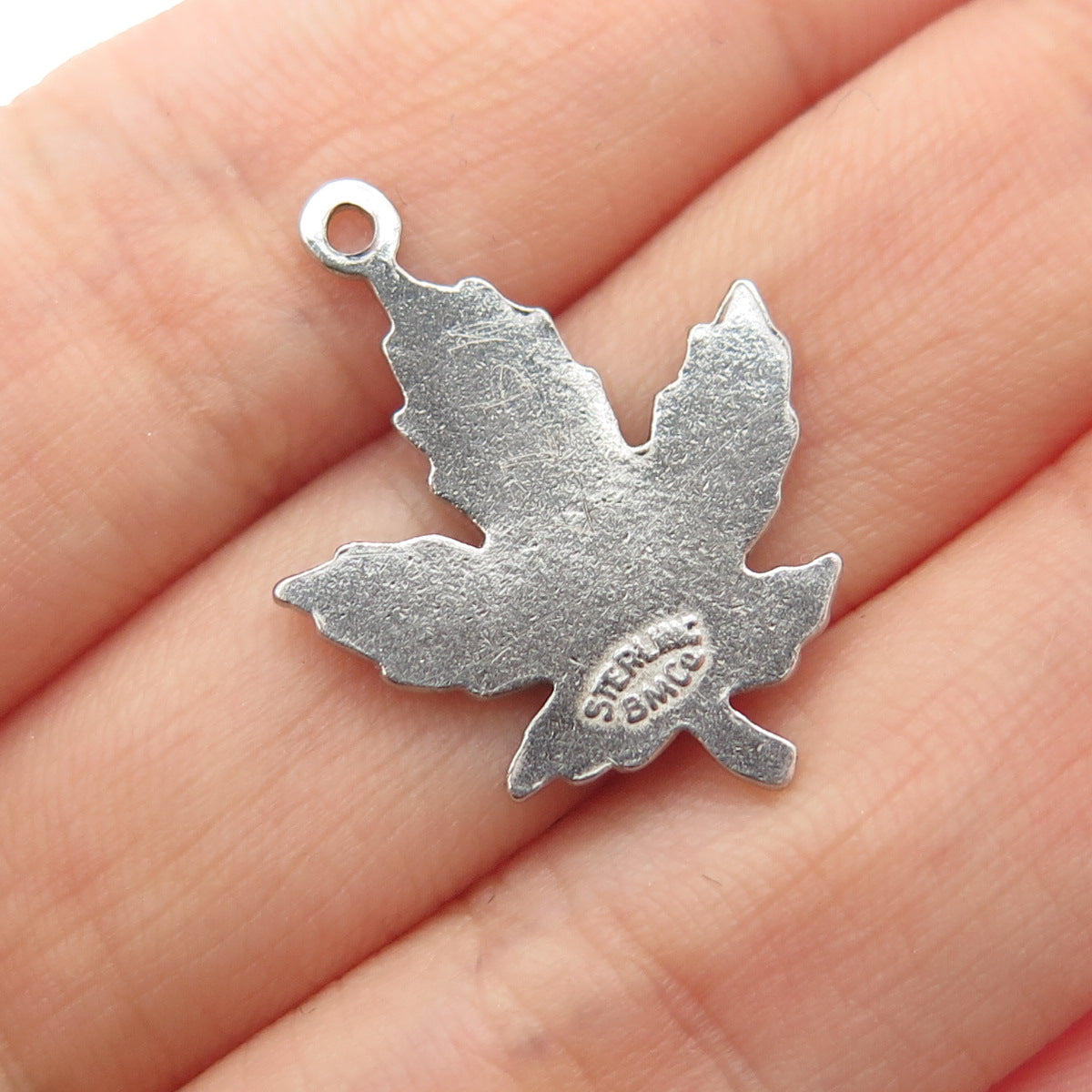 BREADNER CO. 925 Sterling Antique Enamel Montreal Maple Leaf Minimalist Pendant