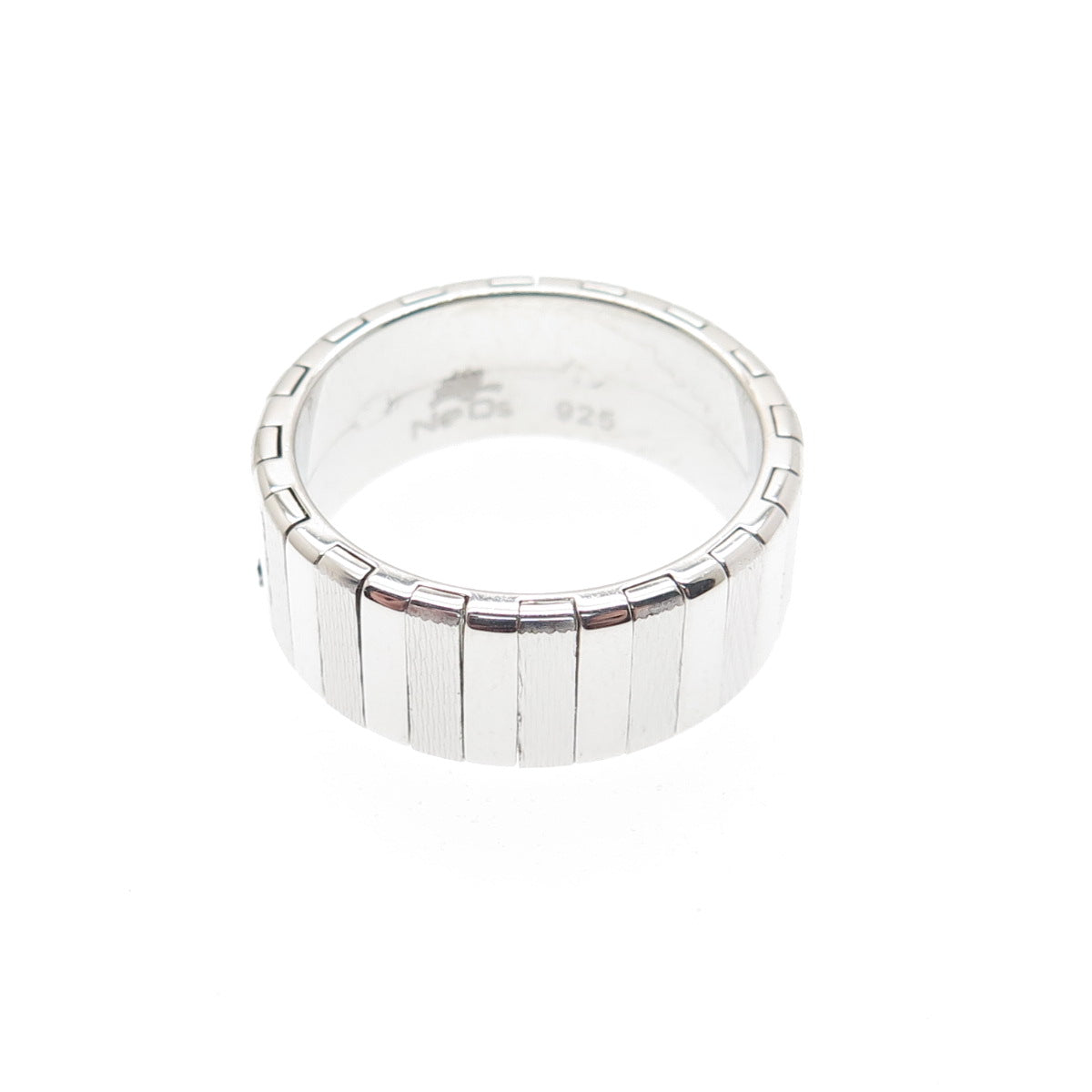 NEOS 925 Sterling Silver Textured Ribbed Band Ring Size 7.75