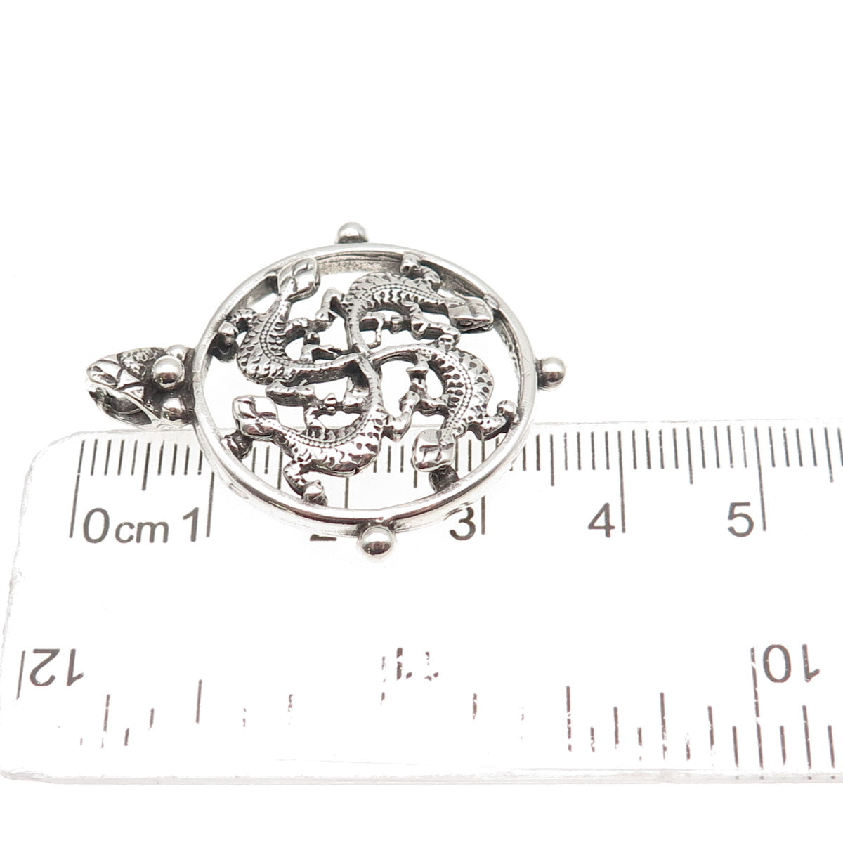 925 Sterling Silver Vintage Lizard Cross Oxidized Charm Pendant