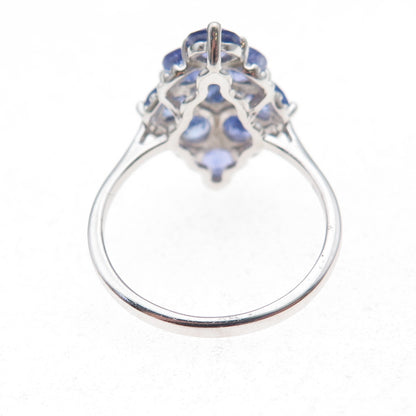 925 Sterling Silver Real Round-Cut Tanzanite Ring Size 8
