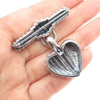 JUDITH RIPKA 925 Sterling Silver Vintage Heart Oxidized Pin Brooch