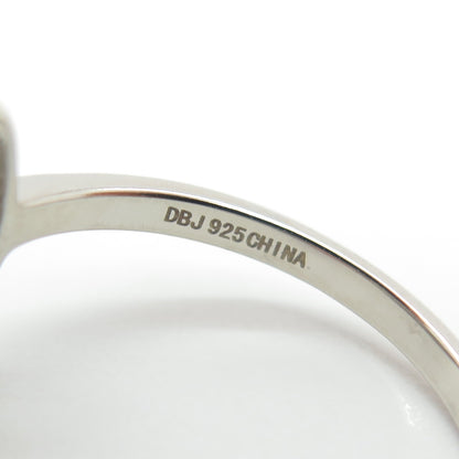 925 Sterling Silver Real Round-Cut Black Diamond Lattice Pattern Ring Size 9