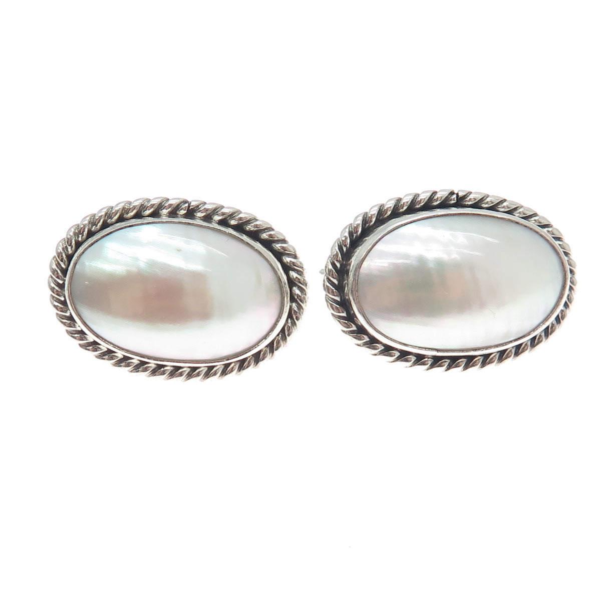 GILO & GRACE NAKAI NAVAJO Old Pawn Sterling Silver Vintage MOP Tribal Earrings