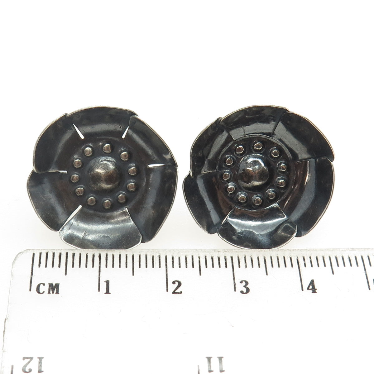 METROPOLITAN MUSEUM OF ART Sterling Silver Antique Flower Screw Back Earrings