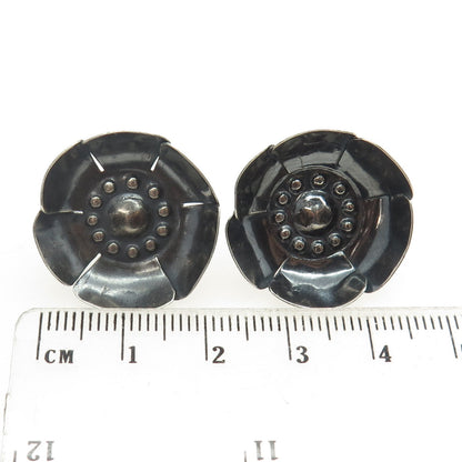 METROPOLITAN MUSEUM OF ART Sterling Silver Antique Flower Screw Back Earrings