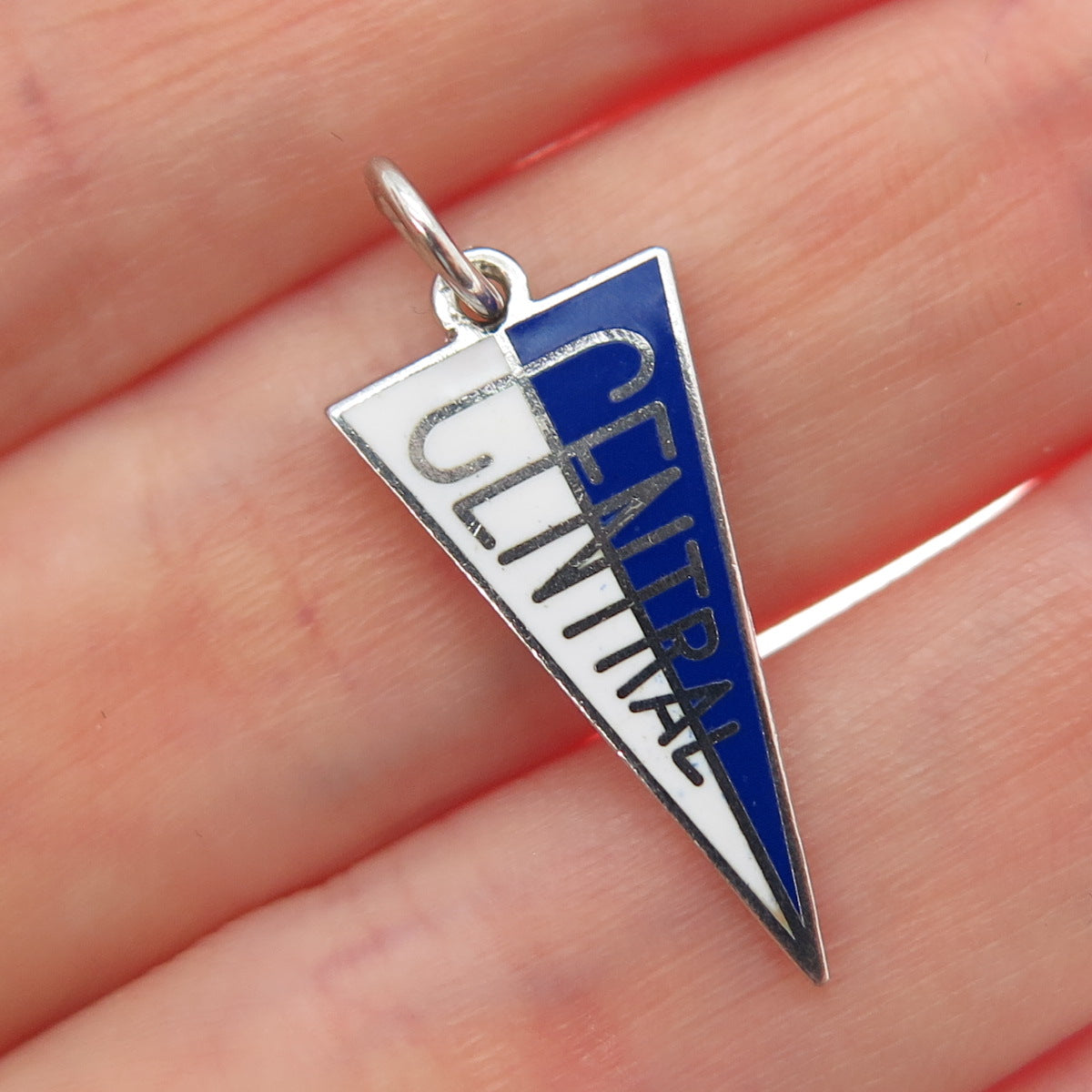 ART'S ELEGANCE 925 Sterling Silver Vintage Enamel Central School Charm Pendant