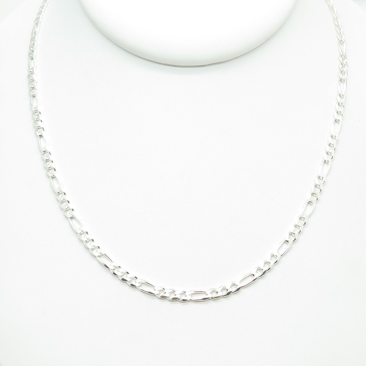 925 Sterling Silver Italy Figaro Chain Necklace 20"