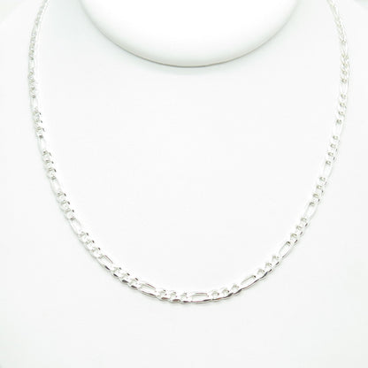 925 Sterling Silver Italy Figaro Chain Necklace 20"