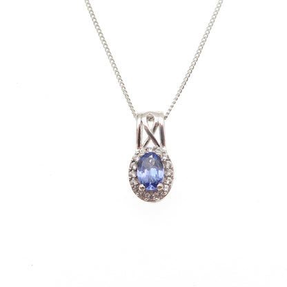Chuck Clemency 925 Sterling Silver Real Tanzanite White Topaz Chain Necklace 20"