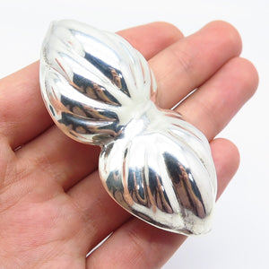 925 Sterling Silver Vintage Mexico Ribbed Large Bow Pin Brooch