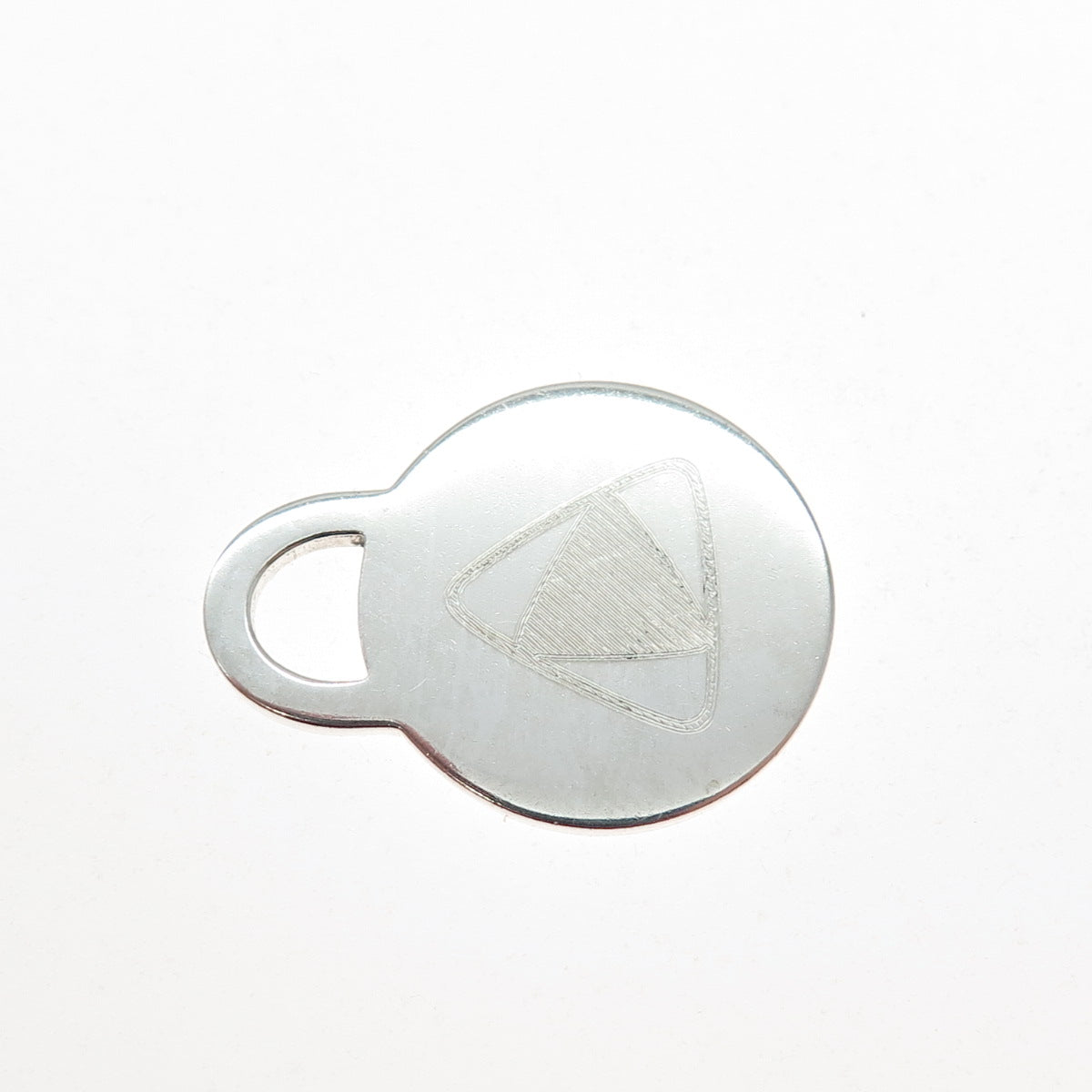 TIFFANY & CO. 925 Sterling Silver Vintage 2001 Engraved Round Tag Charm Pendant