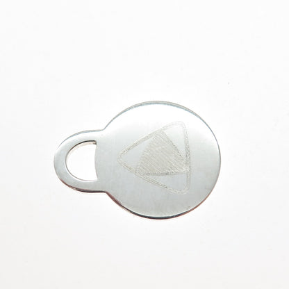 TIFFANY & CO. 925 Sterling Silver Vintage 2001 Engraved Round Tag Charm Pendant