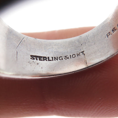 Plainville Stock 10K Gold Sterling Vintage Enamel US Coast Guard Ring Size 10.5