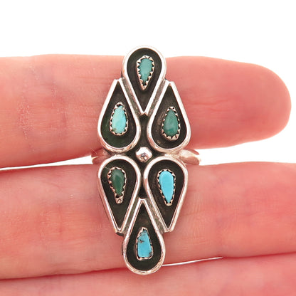 Old Pawn Sterling Silver Vintage Southwestern Turquoise Tribal Ring Size 5.25