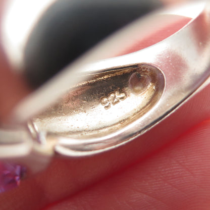 925 Sterling Silver Vintage Lavender C Z Modernist Ring Size 9.25