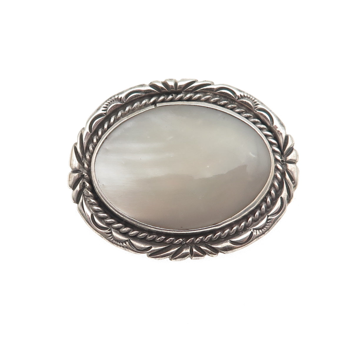 U-VANDEVER Old Pawn Sterling Silver Vintage Southwestern MOP Tribal Pin Brooch