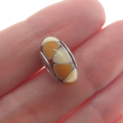 PANDORA 925 Sterling Silver Murano Glass Petal Bead Charm