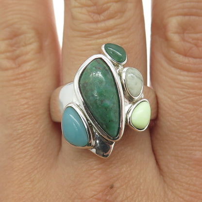 WHITNEY KELLY 925 Sterling Vintage Chrysocolla Quartz Turquoise Ring Size 10.25