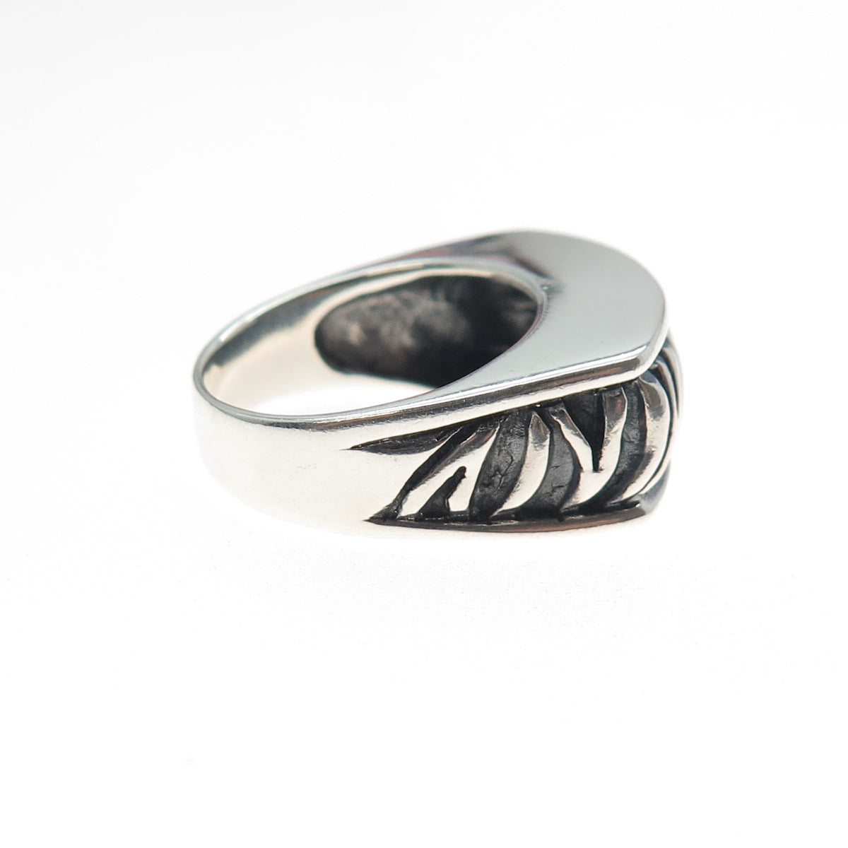 SIDNEY EVAN 925 Sterling Silver Vintage Modernist Oxidized Ring Size 7.75