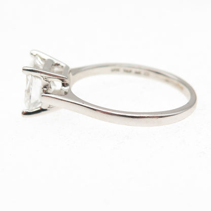 925 Sterling Silver Princess-Cut C Z Engagement Ring Size 9