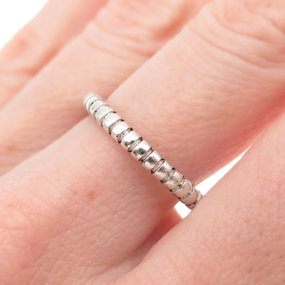 925 Sterling Silver Vintage Stackable Ribbed Band Ring Size 8