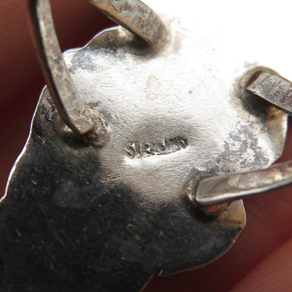 Old Pawn 925 Sterling Silver Vintage Southwestern Black Onyx Feather Ring Size 8