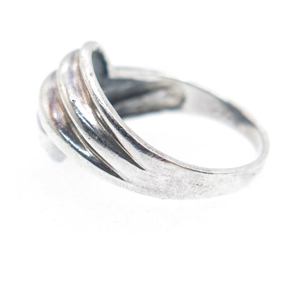 925 Sterling Silver Vintage Modernist Oxidized Ring Size 5.75