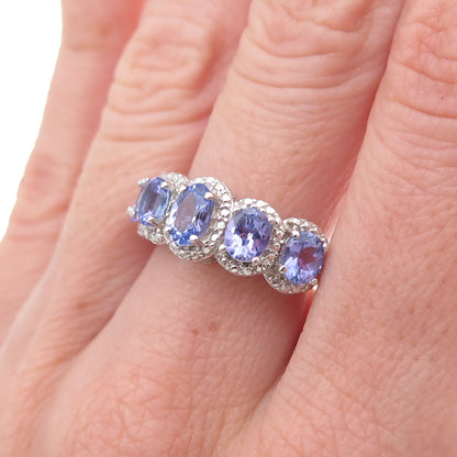 Chuck Clemency 925 Sterling Silver Real Oval-Cut Tanzanite Ring Size 7.75