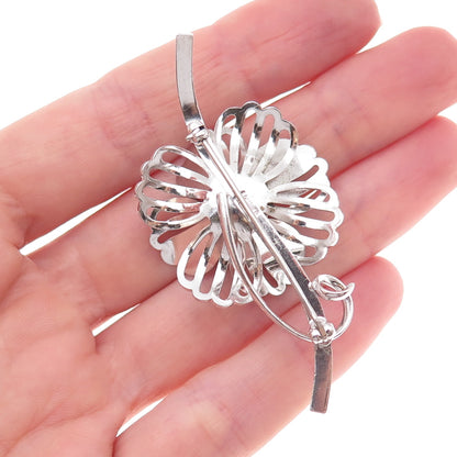 Forstner 925 Sterling Silver Antique Art Deco Flower Pin Brooch