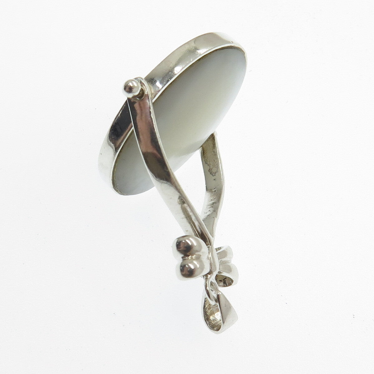925 Sterling Silver Vintage Mother-of-Pearl & Black Onyx Gem Reversible Pendant