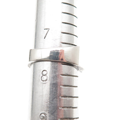 925 Sterling Silver Vintage Modernist Ribbed Oxidized Ring Size 7.75