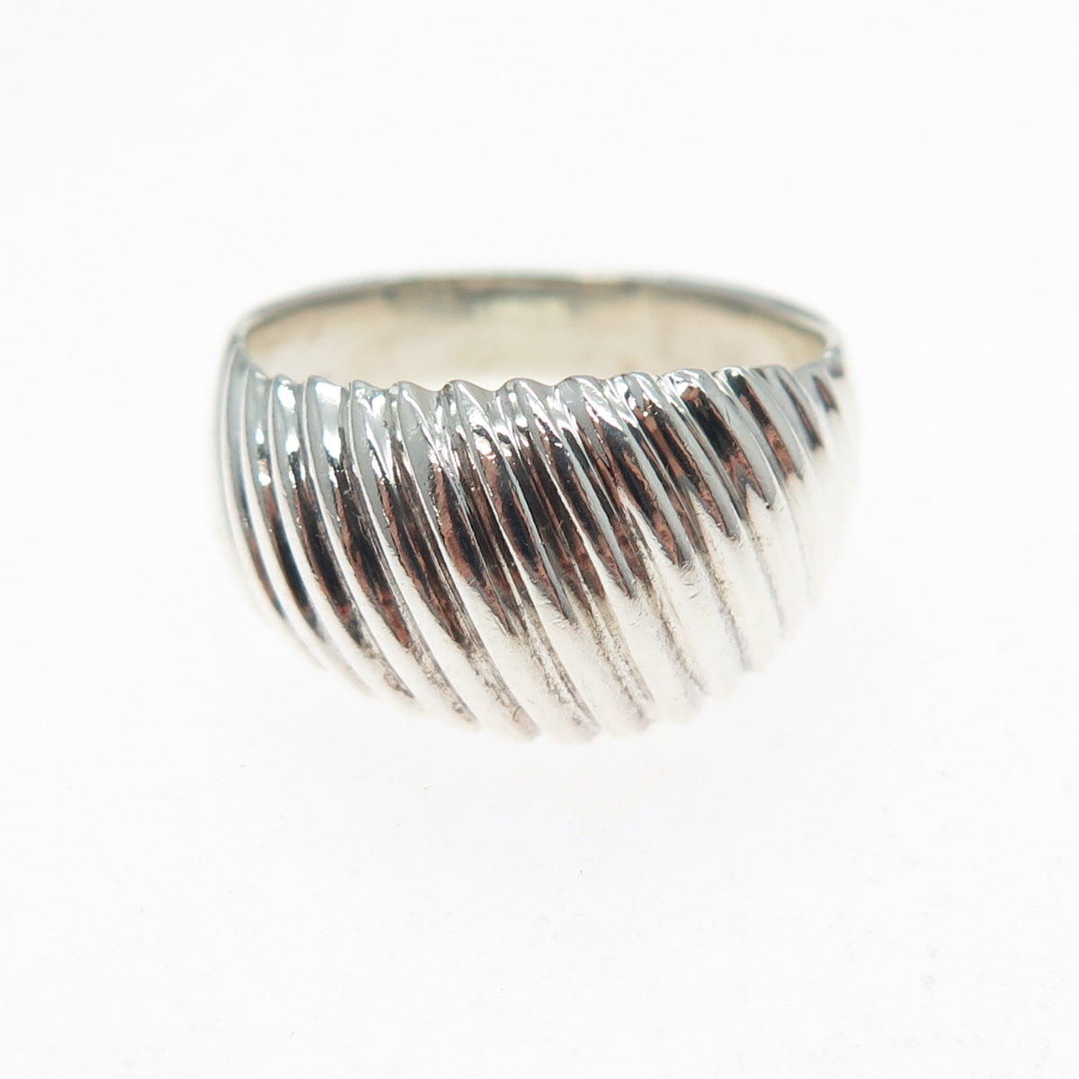CHAPAL ZENRAY 925 Sterling Silver Vintage Ribbed Dome Oxidized Ring Size 7.25