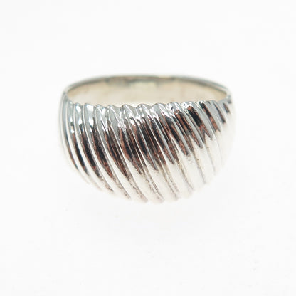 CHAPAL ZENRAY 925 Sterling Silver Vintage Ribbed Dome Oxidized Ring Size 7.25