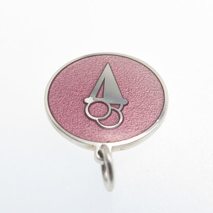 925 Sterling Silver Rose Enamel Ice Cream Round Cut Minimalist Charm Pendant