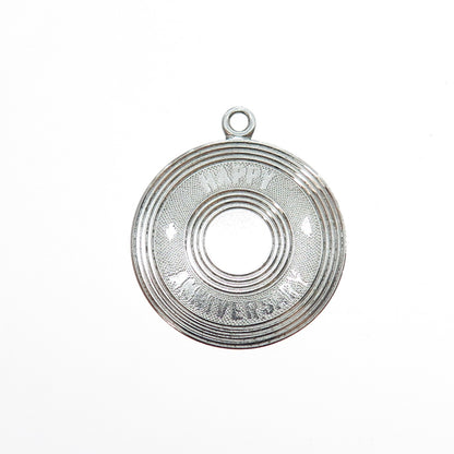 WELLS 925 Sterling Silver Vintage Happy Anniversary Charm Pendant