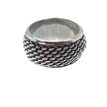 925 Sterling Silver Vintage Mesh Oxidized Band Ring Size 6.5